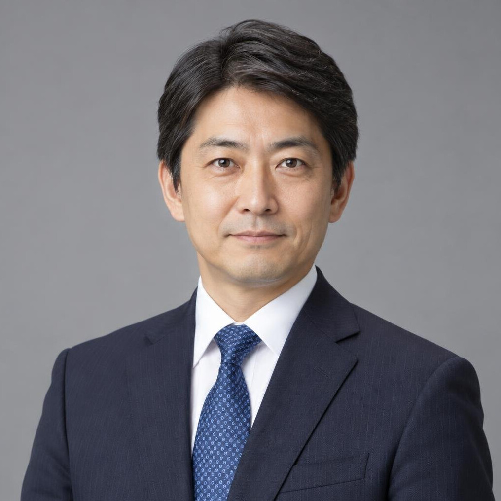 Studio portrait of a Japanese man in his 40s wearing a suit