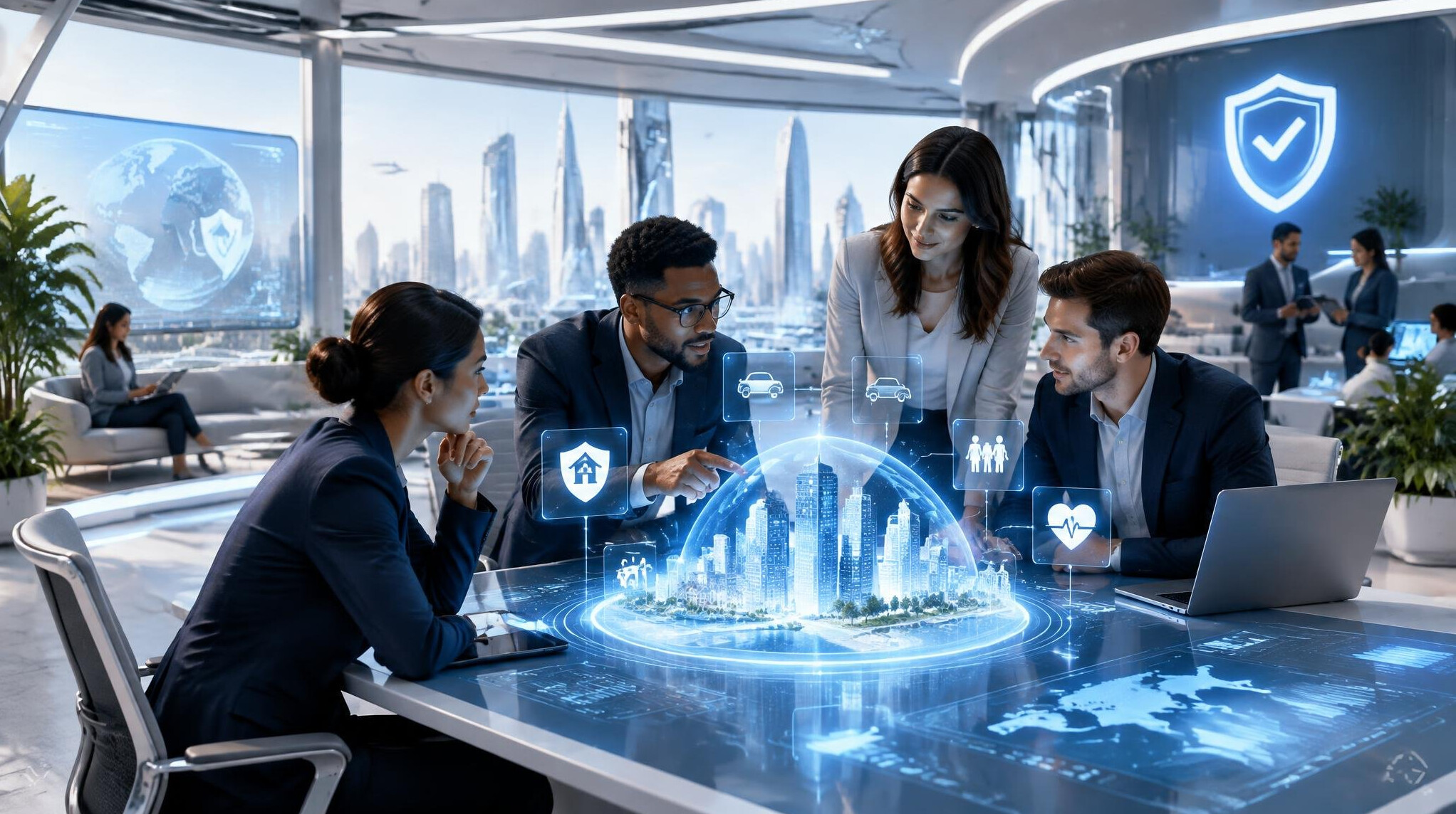 futuristic insurance office
