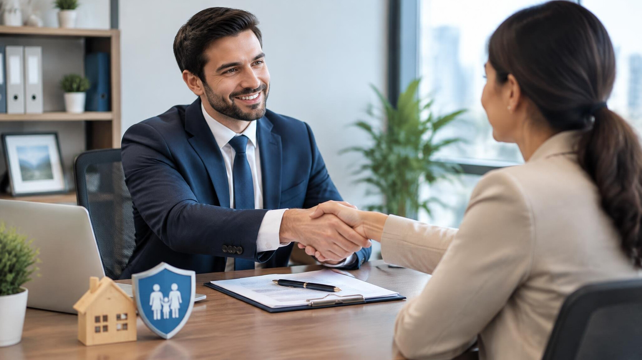 insurance agent meeting client
